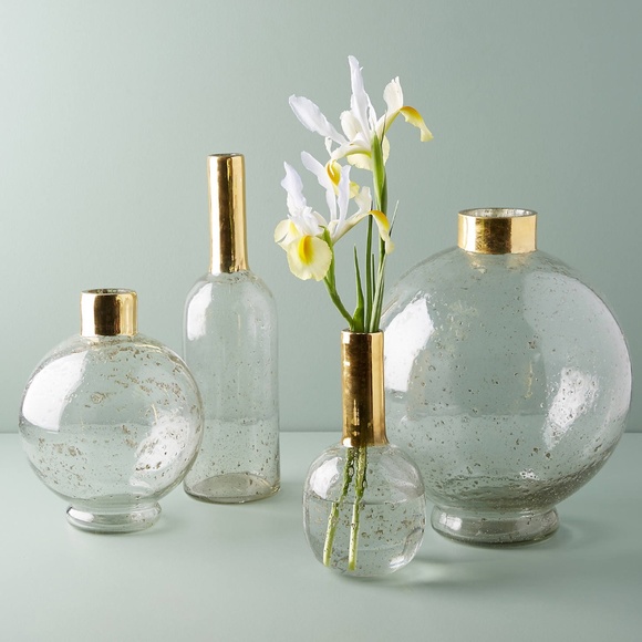 Anthropologie Small Bottleneck Gilded Vase